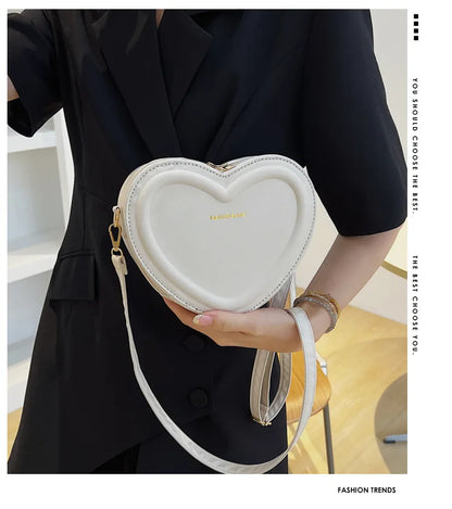 Borse a tracolla a forma di cuore di vendita calda per le borse a tracolla in pelle PU solida da donna