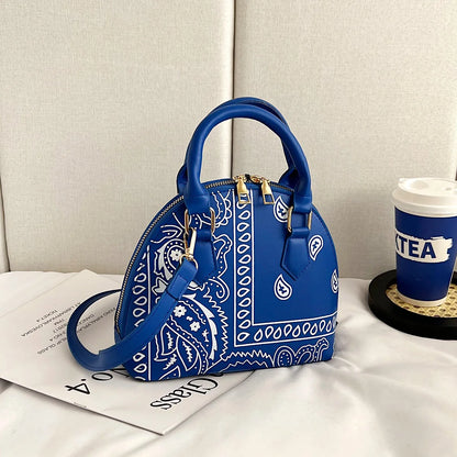 Borsa a conchiglia da donna in pelle PU retrò borsa a tracolla da donna con tracolla a fiori di anacardi estivi Set femminile borse a mano con manico piccolo