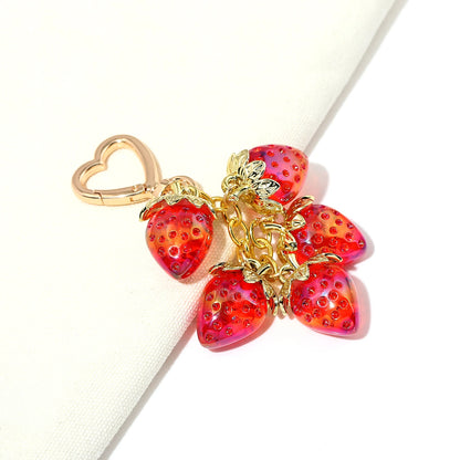 Simpatico portachiavi con ciondolo a forma di borsa con fragola, cuore Kawaii, fiore, margherita, portachiavi per donne, ragazze, borsa, ciondolo, accessori regalo