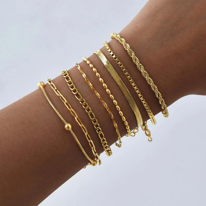 Bracciale in Acciaio Inossidabile Placcato Oro, Non Ossida, Impilabile per Donne, Sottile Catena a Spina di Pesce, Gioiello Impermeabile, Regalo