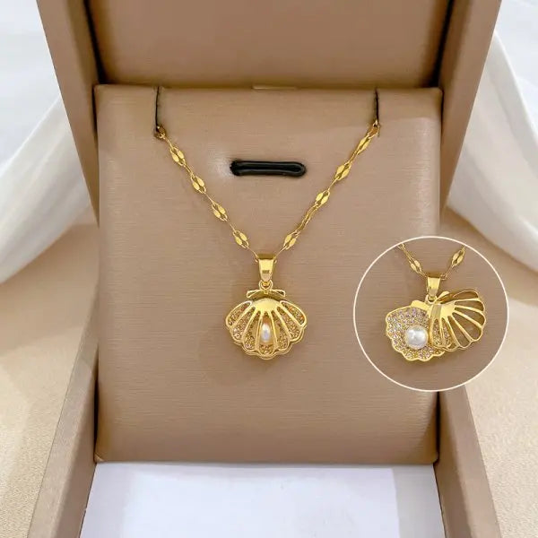 Squisito micro intarsiato zircone farfalla nappa collana per le donne gioielli girocollo in acciaio inossidabile luna farfalla fiore clavicola