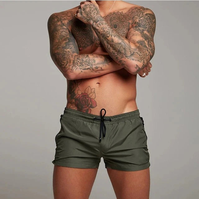 Costume da bagno da uomo con tasche con cerniera Fodera in rete Pantaloncini da spiaggia estivi Costume da bagno da bagno ad asciugatura rapida Costume da bagno