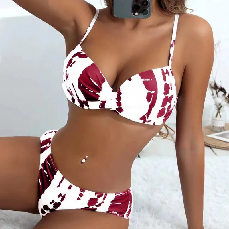 Sexy Print Push-up Bikinis 2026 Damen Bademode Weiblicher Badeanzug Schwimmanzüge Brasilianischer Bikini-Set Strandbekleidung Bademode