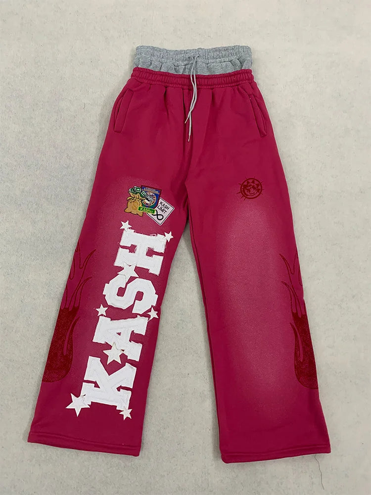 Pantaloni Casual Larghi e Dritti con Ricami e Stampe, Moda Autunno-Inverno per Uomo e Donna