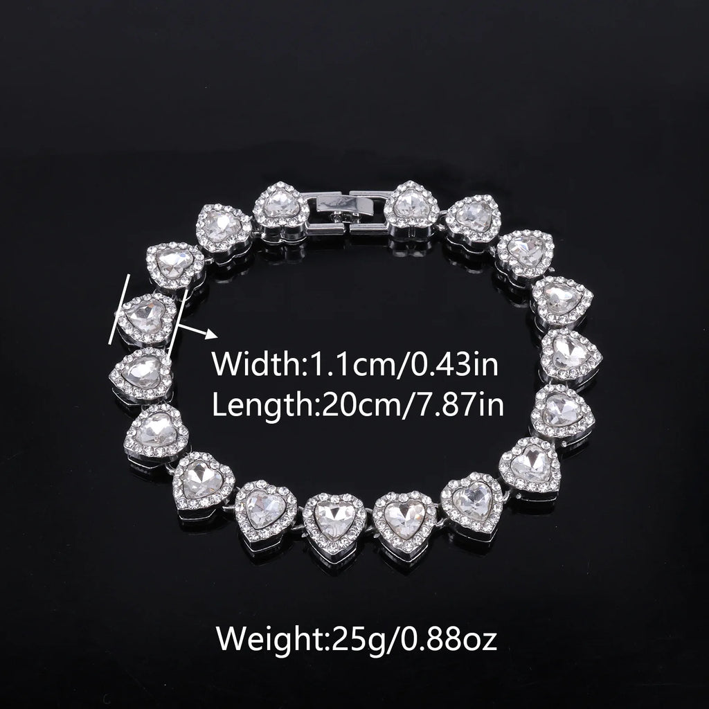 ZAKOL 45CM Nuovo Hip Hop Tennis Bracciale a catena Collana Cuore lucido Strass CZ Fashion Rock Party Set di gioielli