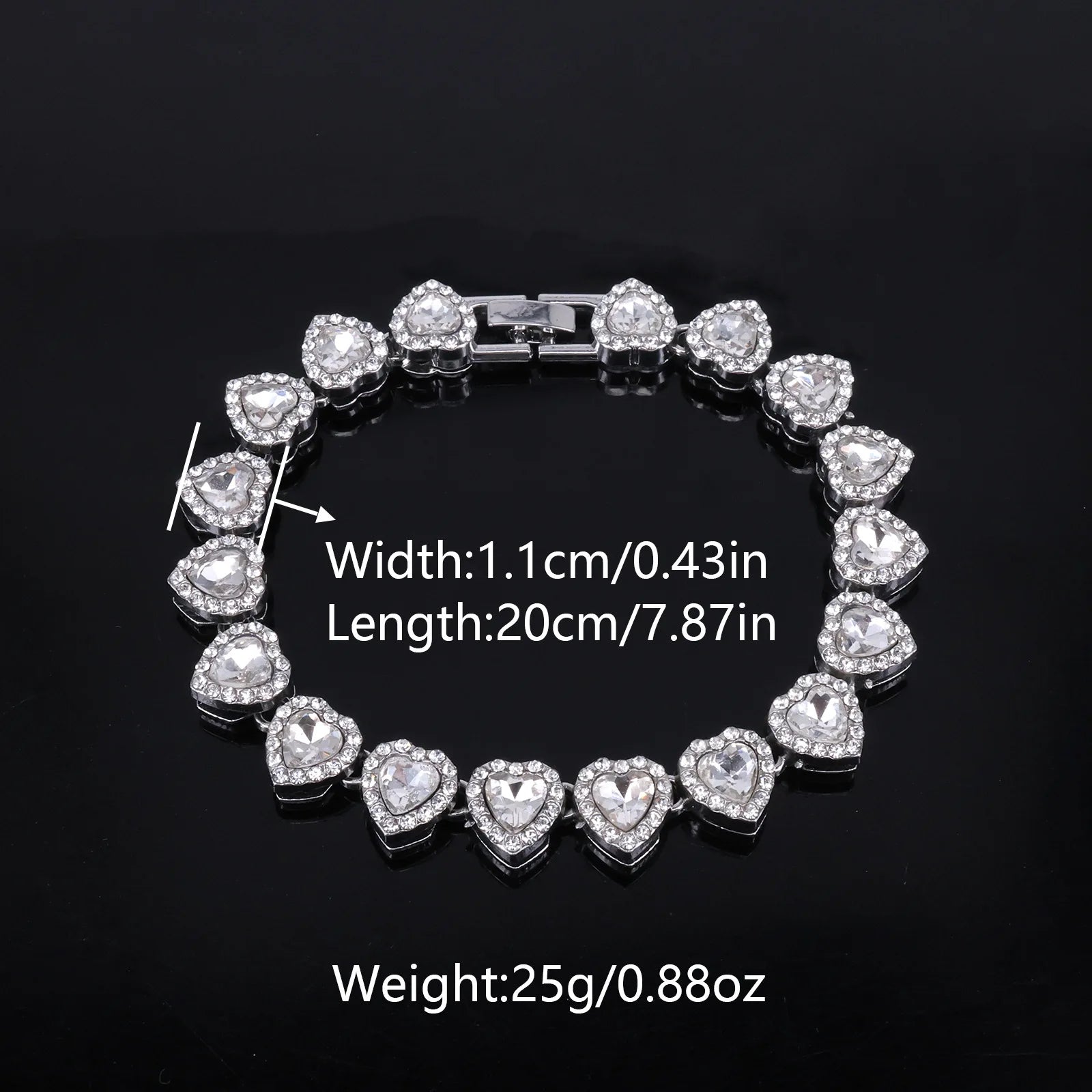 ZAKOL 45CM Nuovo Hip Hop Tennis Bracciale a catena Collana Cuore lucido Strass CZ Fashion Rock Party Set di gioielli