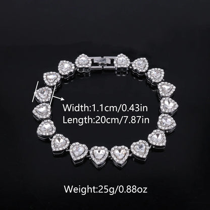ZAKOL 45CM Nuovo Hip Hop Tennis Bracciale a catena Collana Cuore lucido Strass CZ Fashion Rock Party Set di gioielli