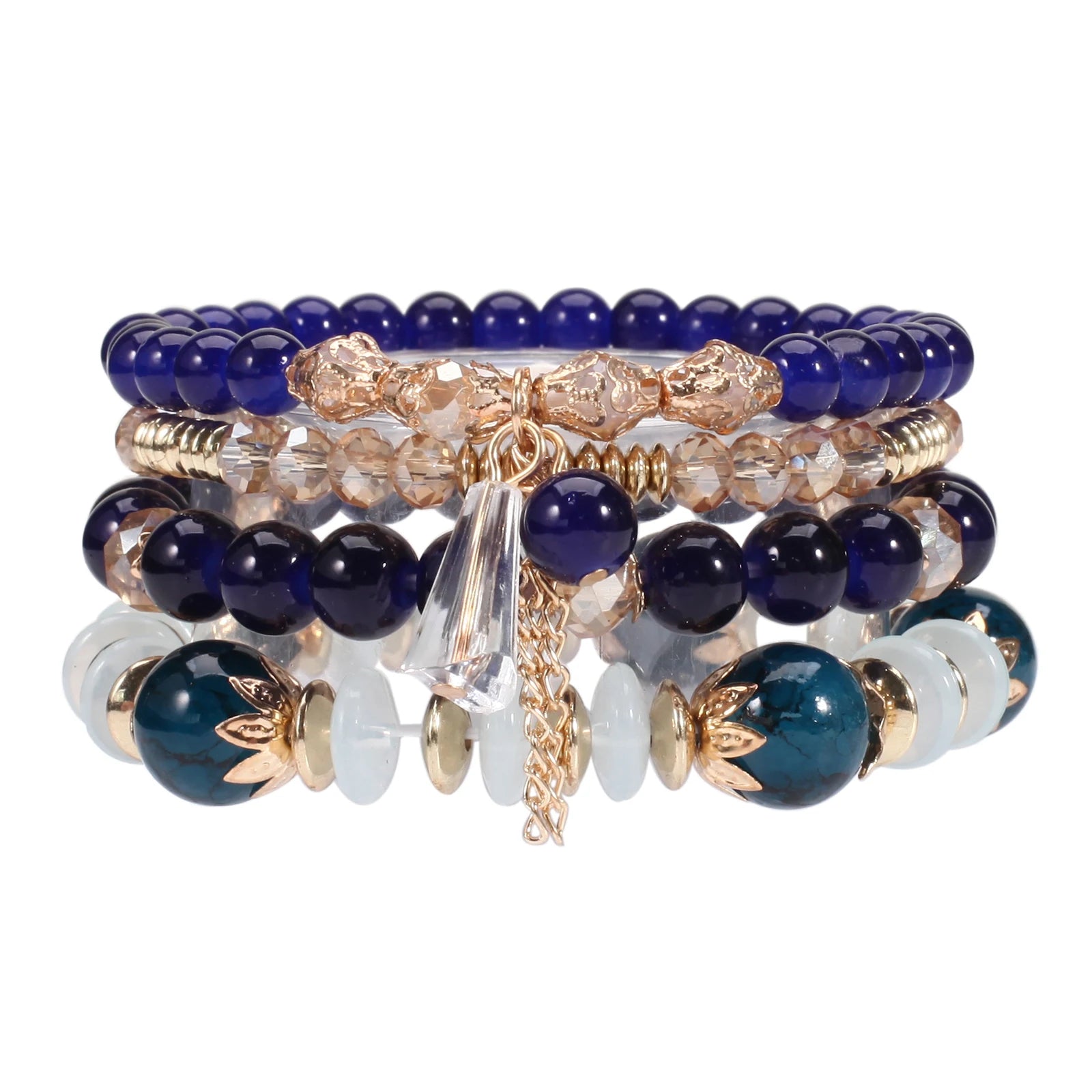 Braccialetti bohémien con perline impilabili per donna Braccialetti elasticizzati con ciondolo a forma di braccialetto multistrato