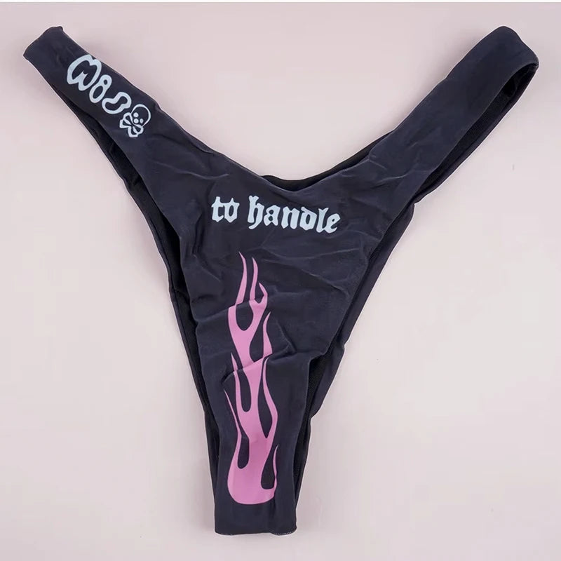 2025 Goth Swimsuit Two-piece Letters Skull Printed Bikinis Set for Women Micro Biquini Sport Bathing Suit Female Bodysuit