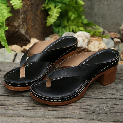 Sandales d'été pour femmes de haute qualité, nouvelle mode, couleur unie, bout ouvert, talons hauts, décontractées, tongs de plage, Zapatos Mujer