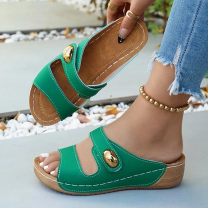Sandales décontractées d'été pour femme à talon, chaussures compensées basses pour femme, chaussons d'intérieur et d'extérieur, chaussures d'été à talon