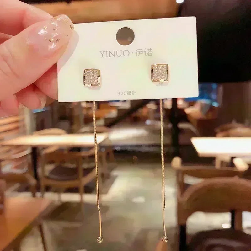 Orecchini di design combinato a doppio strato con rombo geometrico per le donne, moda semplice, accessorio quotidiano, gioielli per feste, regali di compleanno