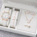 6 pezzi orologio da donna moda quadrante arabo cinturino in pelle orologi al quarzo set di gioielli a farfalla (senza scatola)
