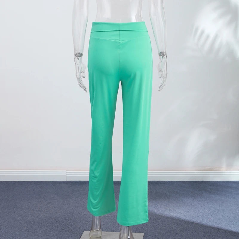 Pantaloni Lunghi a Gamba Larga con Vita Elastica per Donna, Tessuto Elasticizzato, Nuova Collezione 2026, Outfit Casual Estivo da Donna per Uso Quotidiano e Street Style