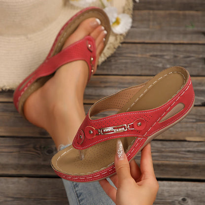 Orthopädische Damensandalen Sommer Orthopädische Flip-Flops mit Fußgewölbestütze Rutschfeste Hausschuhe mit dicker Sohle für den täglichen Gebrauch am Strand