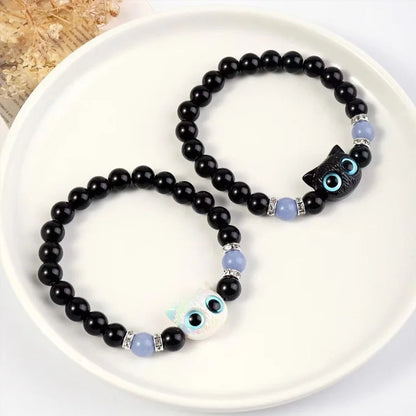 1 pz braccialetti coordinati per coppie luminoso simpatico gatto amicizia braccialetto nero bianco testa di gatto braccialetti che si illuminano al buio regalo