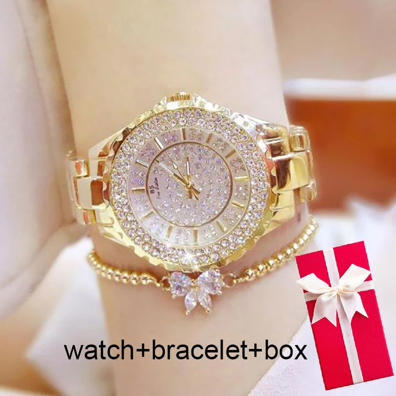Orologi eleganti da donna con bracciale in oro 2025 Orologi da polso da donna di lusso delle migliori marche per orologio femminile Moda elegante in acciaio pieno