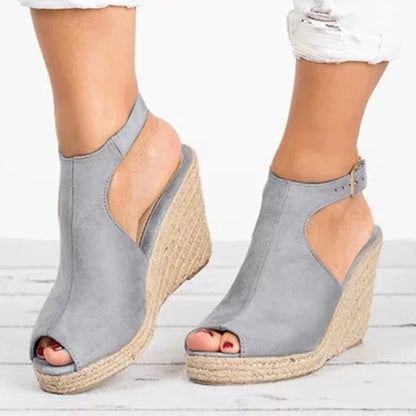 Sandali con tacco da donna Estate 2025 Espadrillas Sandali da donna Comfort Cinturino con fibbia Scarpe con plateau per donna Nuovi sandali con tacco