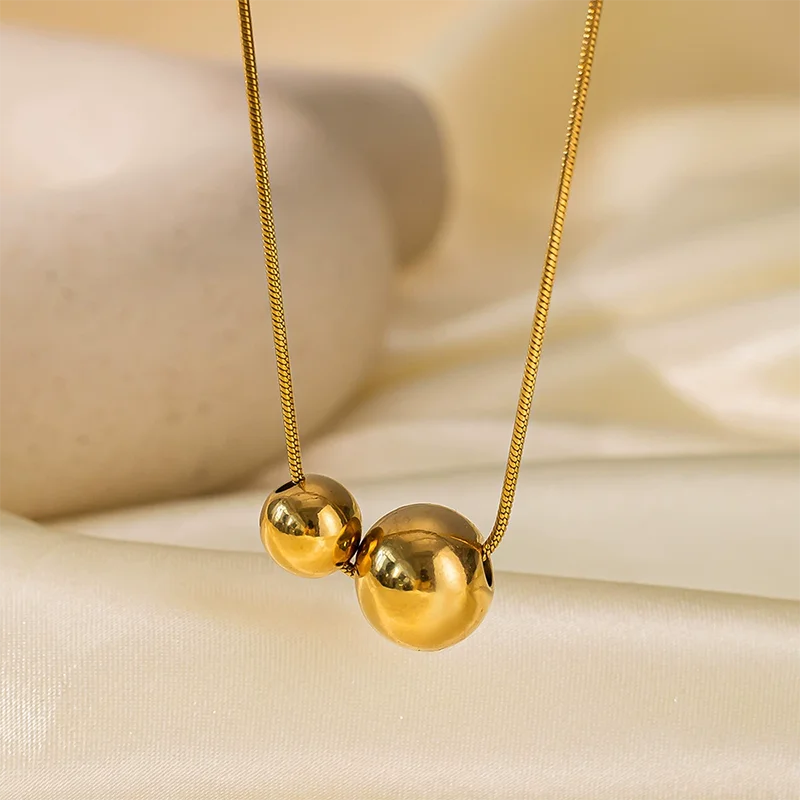 ANENJERY Collana a sfera rotonda in acciaio inossidabile 316L per donna Uomo Catena clavicola Nicchia Semplice gioielli fortunati Regali all'ingrosso