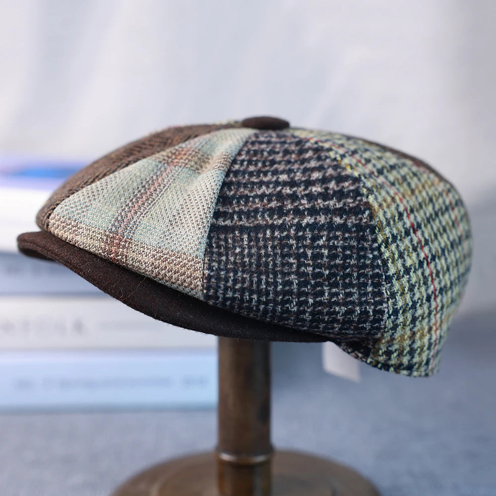 Primavera Autunno Inverno Uomo Classico Splicing Cappelli Ottagonali Retro British Newsboy Cap Gatsby Donna Uomo Berretti Berretto 005