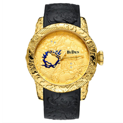 BIDEN impermeabile sport uomo orologi Dragon Design orologio al quarzo per uomo cinturino in Silicone orologio da polso orologio maschile Relogio Masculino