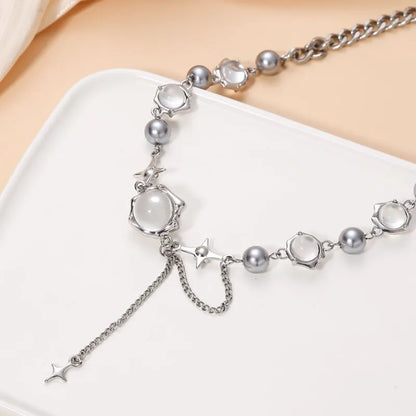 Collana girocollo donna Thorn Desin collana fata vetro opale collana catena clavicola elegante girocollo festa Color argento