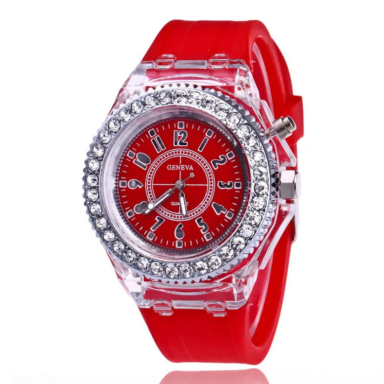 led Flash Orologio luminoso Tendenze della personalità studenti amanti gelatine donna orologi da uomo 7 colori luce Orologio da polso bayan kol saati