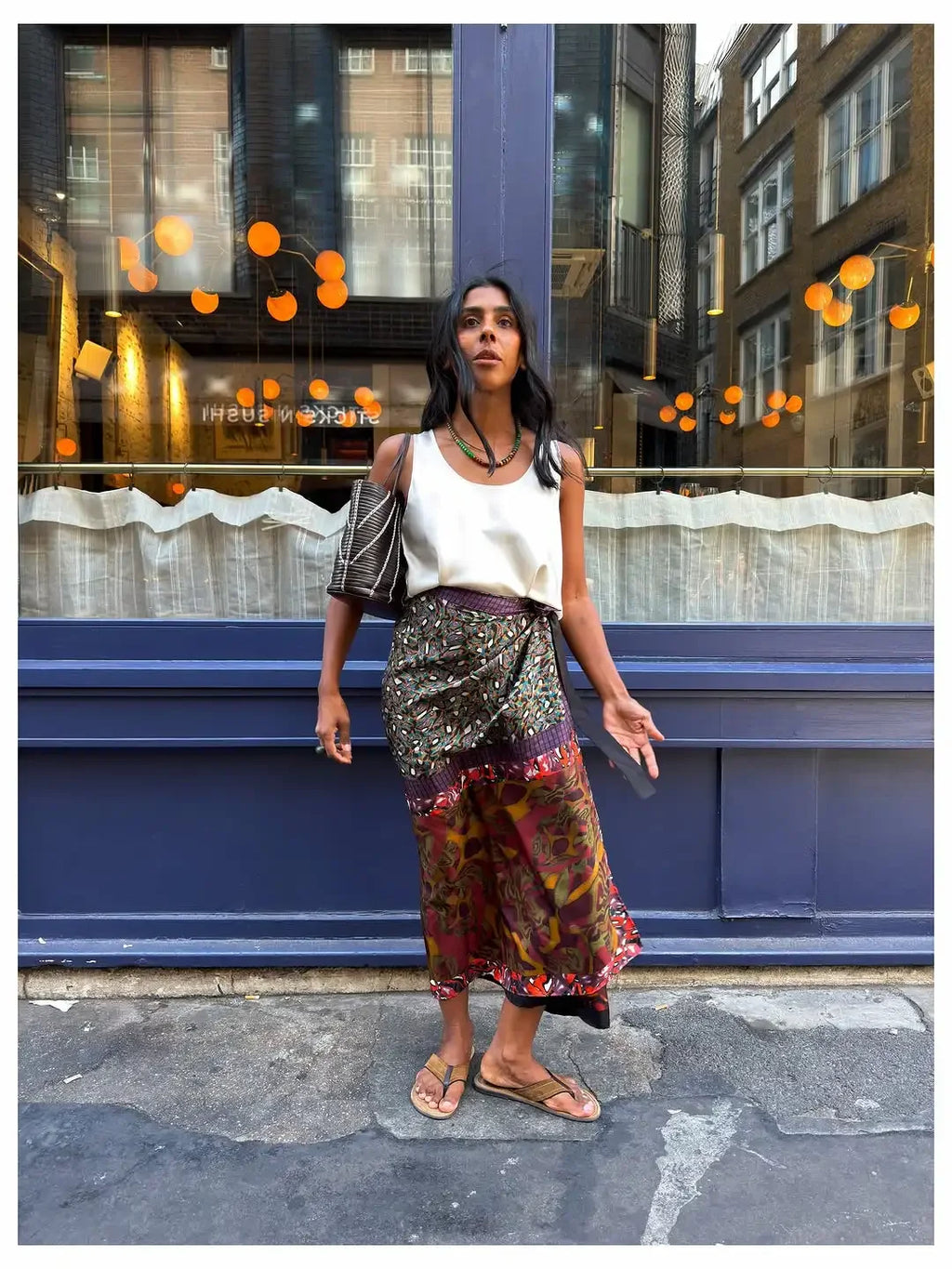 Gonna midi avvolgente da donna con stampa boho, in raso, a vita alta, con spacco, ampia e lunga, nuova collezione estate 2026, abbigliamento da strada per le vacanze.