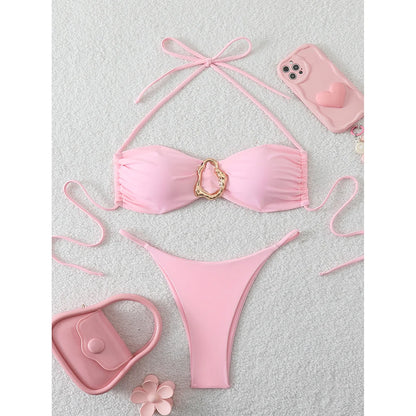 Sexy Bandeau Bikini Women's Swimsuit 2026 Two-piece Swimwear Thong Bikinis Set Female Bathing Suit Push Up Beach Swimming Wear
