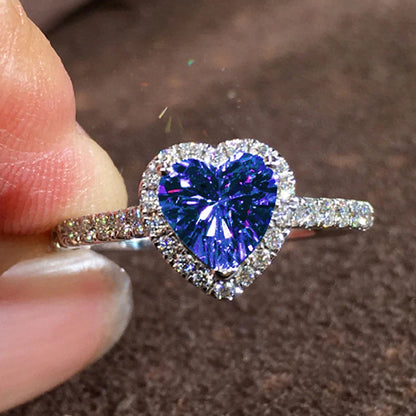 Anelli di fidanzamento classici a forma di cuore color argento per le donne Bianco Rosso CZ Pietra intarsiata Gioielli di moda Regalo per la festa nuziale