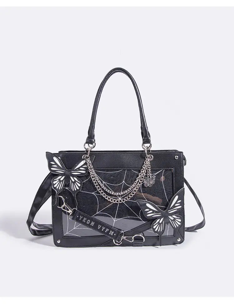 Sweet Y2k Lolita Butterfly Chain borse a tracolla Trendy Gothic Harajuku Ita Bag Japanese Chic Women borse trasparenti Crossbody