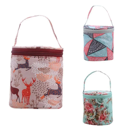 Borsa portaoggetti per filati Borse rotonde per filati di lana per maglieria Organizzatore Aghi per cucire all'uncinetto Borsa Strumenti per tessitura Accessori Ciotola Artigianato Tote