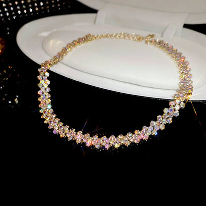 Collana girocollo di lusso con strass pieni lucidi per le donne Collane di cristallo geometriche personalizzate Regali per feste di gioielli da sposa