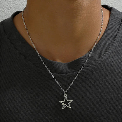 La più nuova moda tibetana cava doppia stella pendente collana girocollo fascino cordoncino in pelle nera prezzo di fabbrica gioielli fatti a mano regali