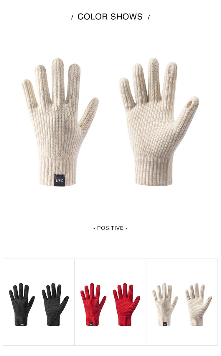 Guanti touchscreen Semir in maglia da uomo inverno 2025 abbigliamento a mano caldo morbido pile elastico confortevole ciclismo coppia casual