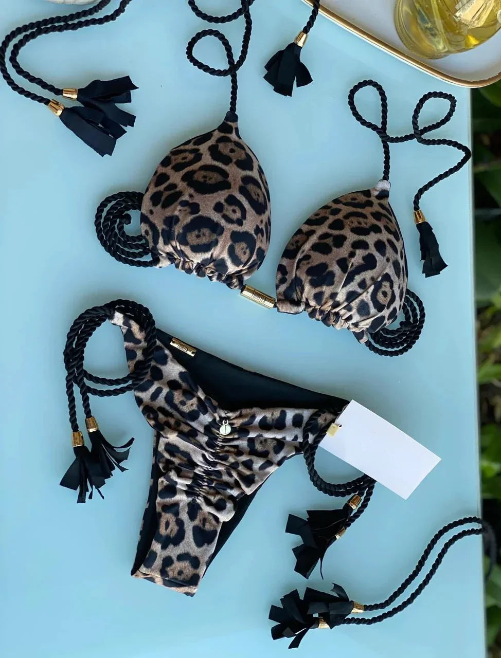 Costume da bagno donna bikini set bikini sexy con coulisse costumi da bagno leopardo due pezzi costume da bagno costume da bagno bikini con lacci biquinis