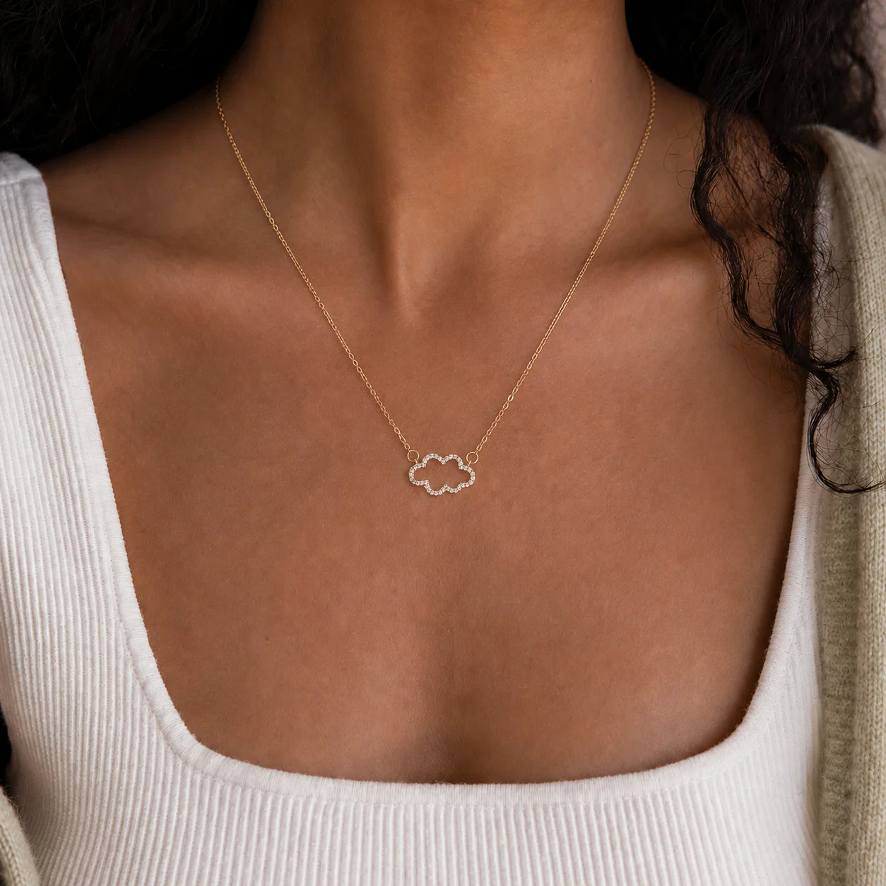 Collezione di collane da donna, Collana originale, Collana da donna con cuore in oro, Collana con pendente in zirconia scintillante, Regalo di gioielleria