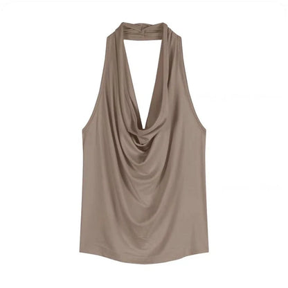Summer Women Pure Desire Sexy Swing Collar Halter Sleeveless Slim Tank Top French Fashion Tank Top New 2025