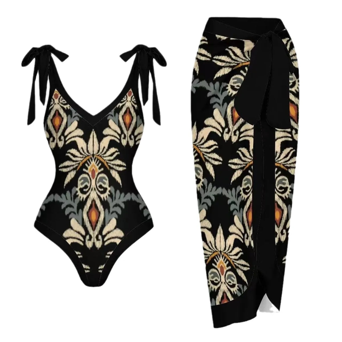 Push Up One Piece Swimsuit With Cover Up Sexy Swimwear Women 2025 Printed Swim Suits Female Bikinis Sliming Bodysuit Beachwear