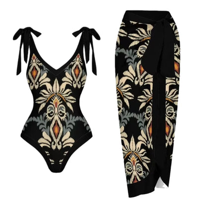 Push Up One Piece Swimsuit With Cover Up Sexy Swimwear Women 2025 Printed Swim Suits Female Bikinis Sliming Bodysuit Beachwear