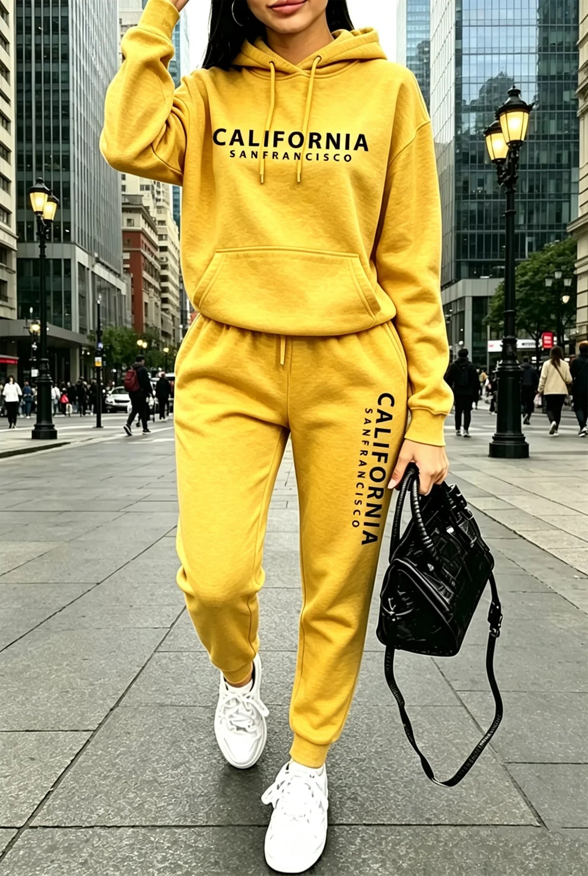 Abbigliamento da donna per l'autunno e l'inverno, tute casual con cappuccio, abbigliamento sportivo da esterno, jogging, vendite calde, felpa con cappuccio e pantaloni coordinati