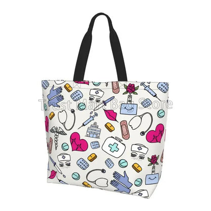 Personalizzato Enfermera En Apuros Dottore Infermiera Medica Borsa a tracolla Tote Bag di grande capacità Borse per le donne Borse per la spesa