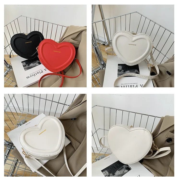 Borse a tracolla a forma di cuore di vendita calda per le borse a tracolla in pelle PU solida da donna