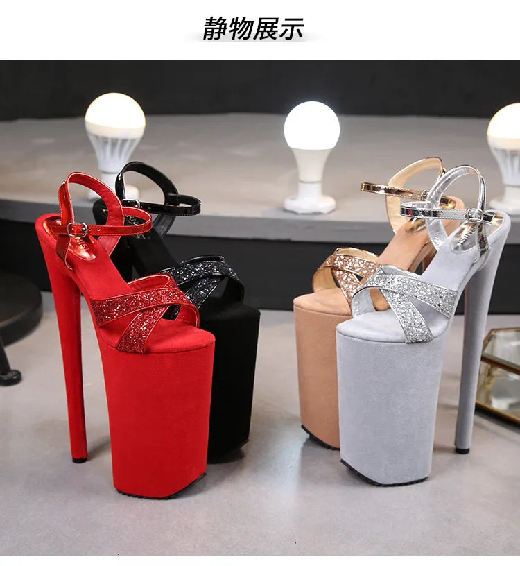 Black matte women's shoes with super high heels 26CM ladies shoes  Sandals women High Heels  luxury on sale Art Appreciation