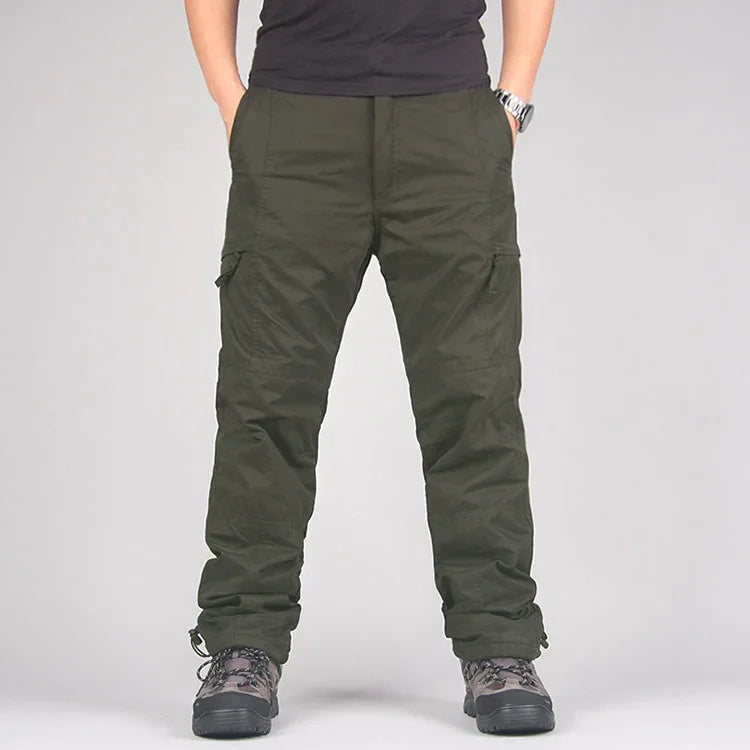 Pantaloni cargo in pile da uomo Pantaloni tattici in peluche invernale Pantaloni da jogging casual 3XL Pantaloni termici caldi da corsa coreani allentati