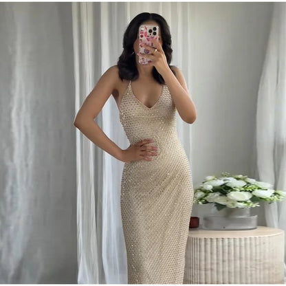 Abito corto senza maniche scintillante da donna con tutti i strass Abiti sexy senza spalline alla moda per donna Estate Nuovo outfit streetwear