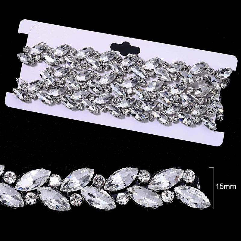 Ducrystal 1 metro motivo strass nastro hot fix vetro cristallo strass trim catena per scarpe fai da te, borse, abiti decorazione