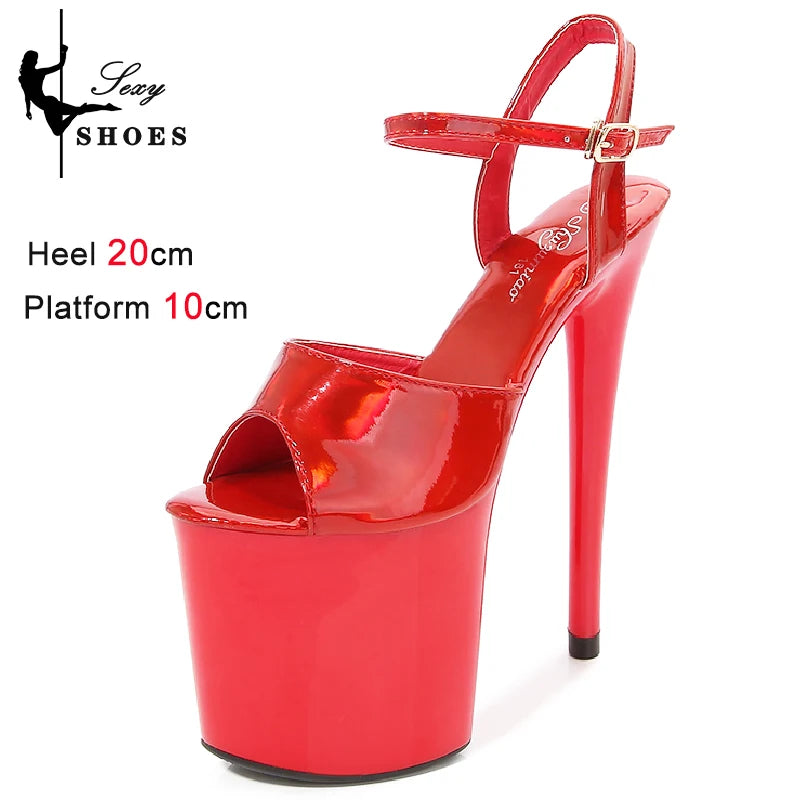 Women Sexy Show Sandals 20 CM High Heels Sexy Platform Color Sandals Girls 8Inch Super High Heels Shoe for Party Club Stripper
