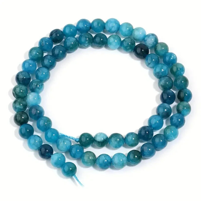 1 filo di perline di pietra di apatite blu naturale 4/6/8/10mm perline di gemma rotonde per braccialetti fai da te creazione di gioielli con perline all'ingrosso