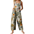 Tute da donna stile etnico tute estive pagliaccetti Casual senza maniche con collo quadrato multicolore con tasche per tuta da ragazza